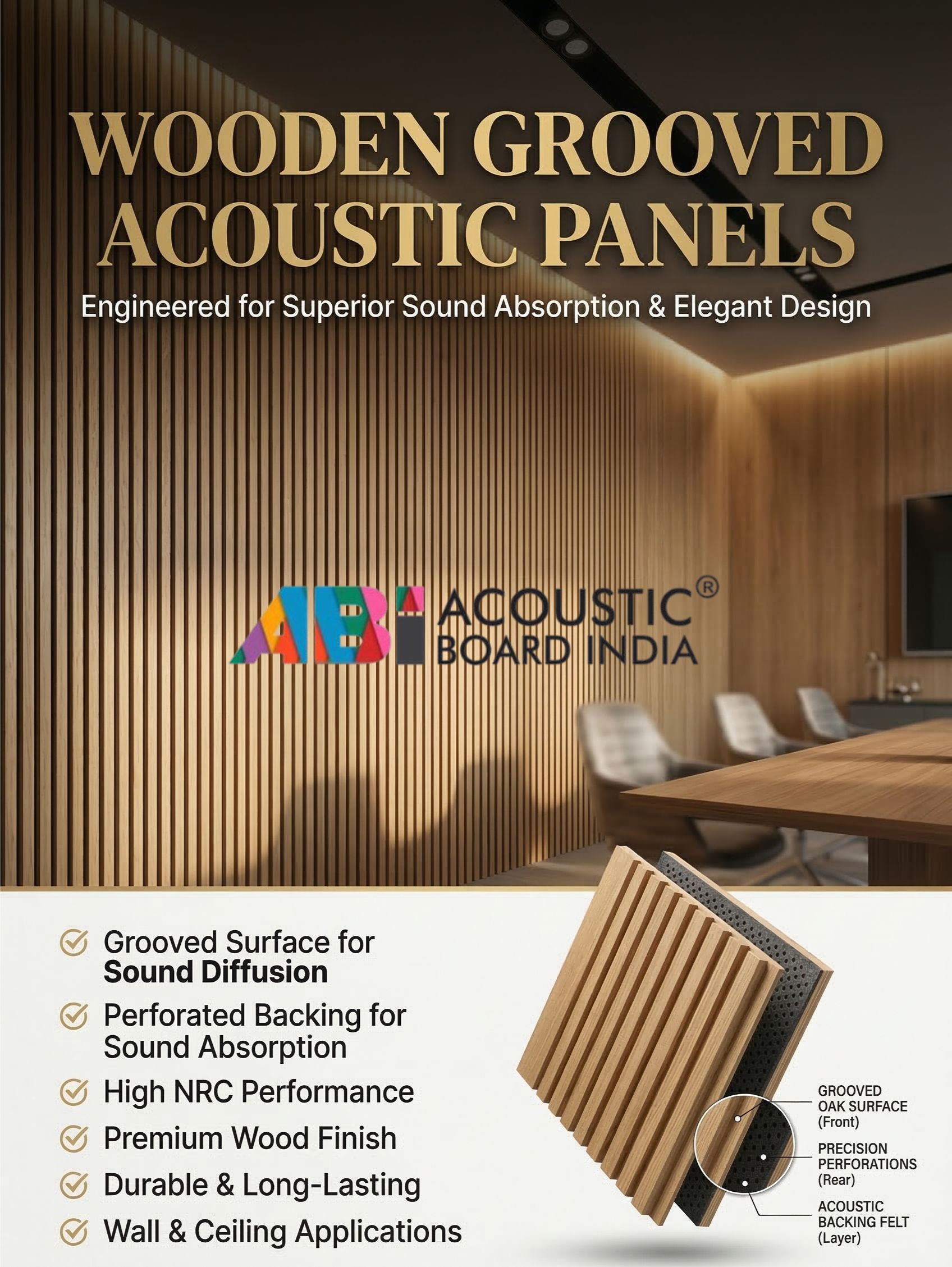Wooden Grooved Slats - Elegant Acoustic Panels for Sound Control