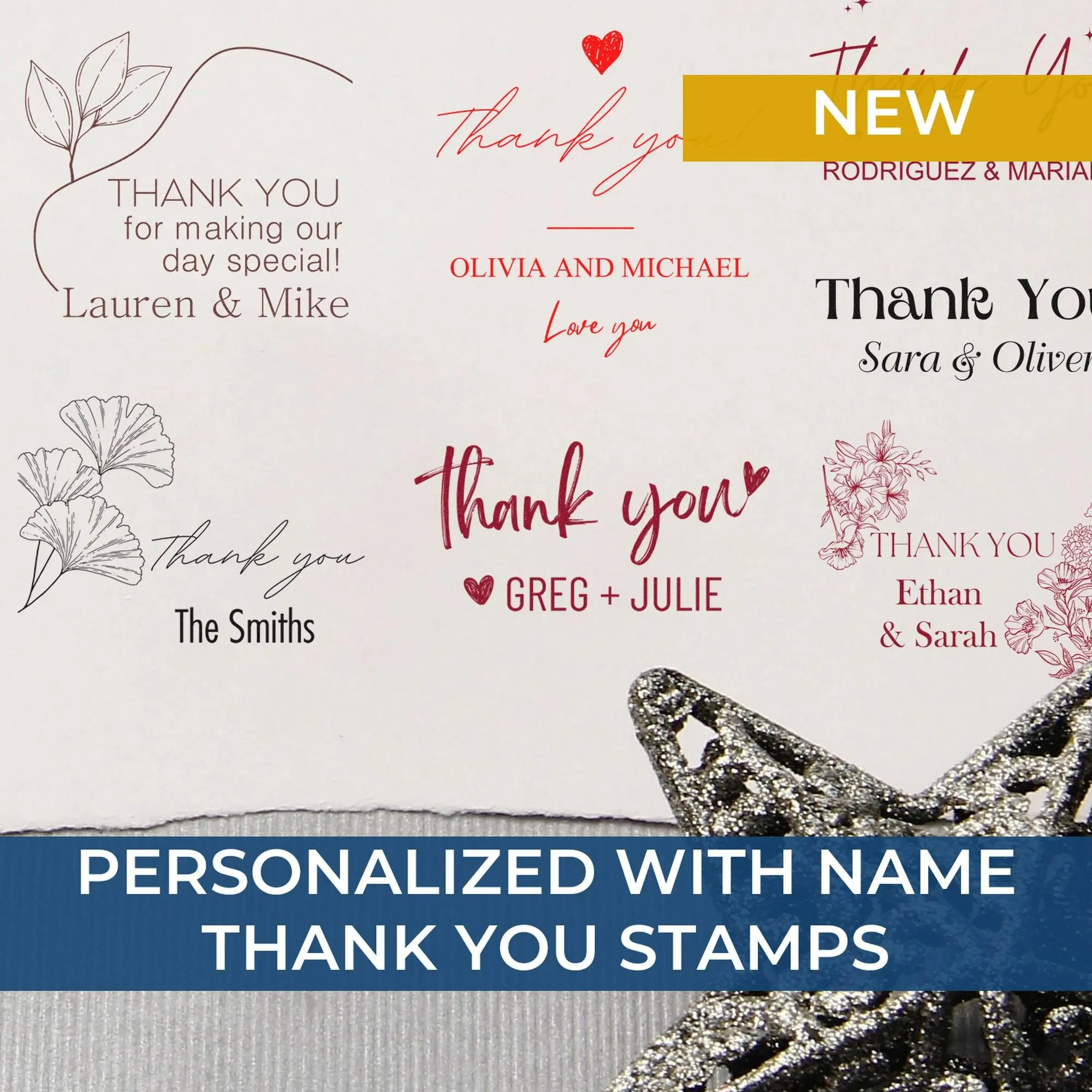 Personalized Thank You Stamps with Custom Names – A Perfect Touch for Wedding Stationery and Party Favors