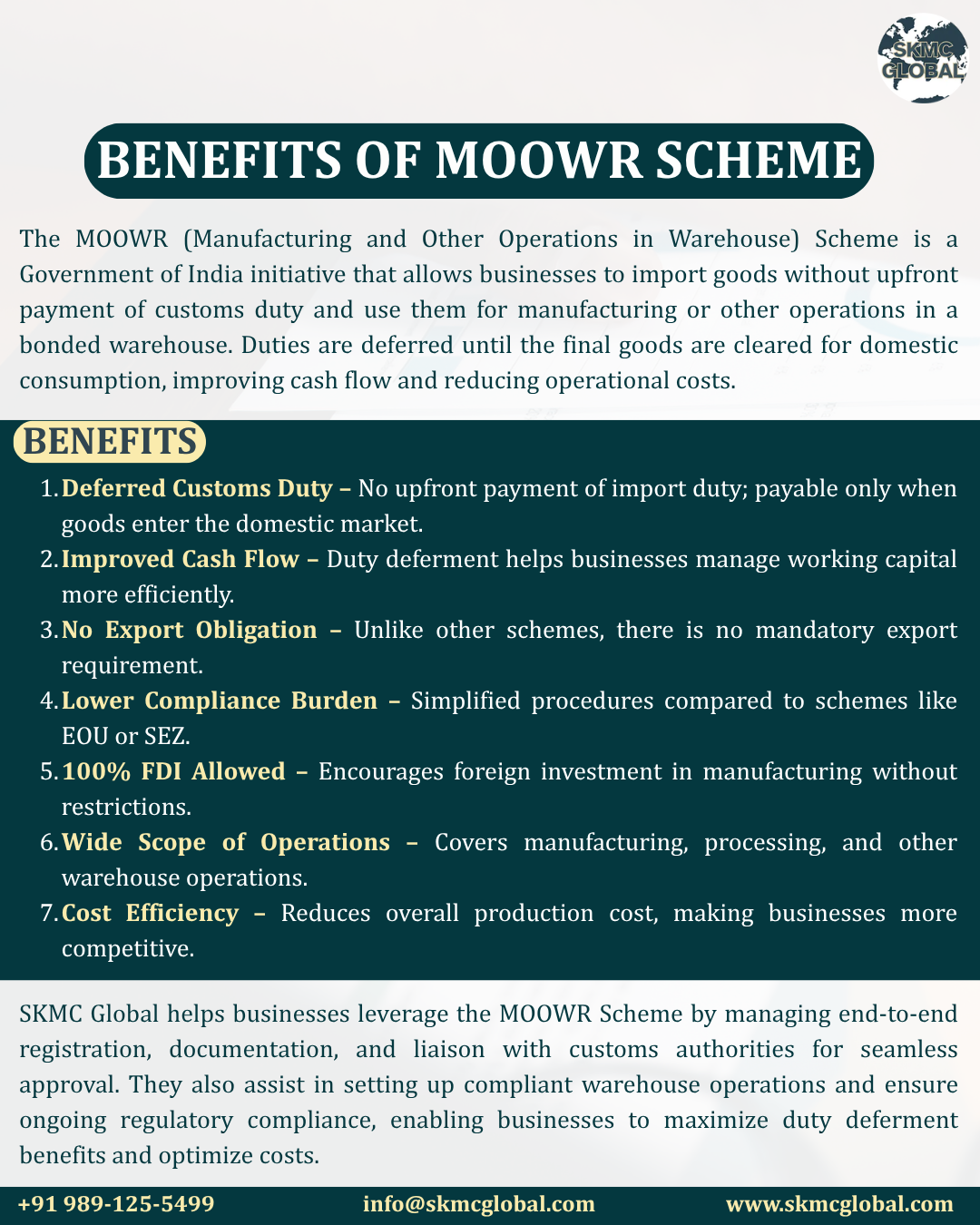 Benefits of MOOWR Scheme