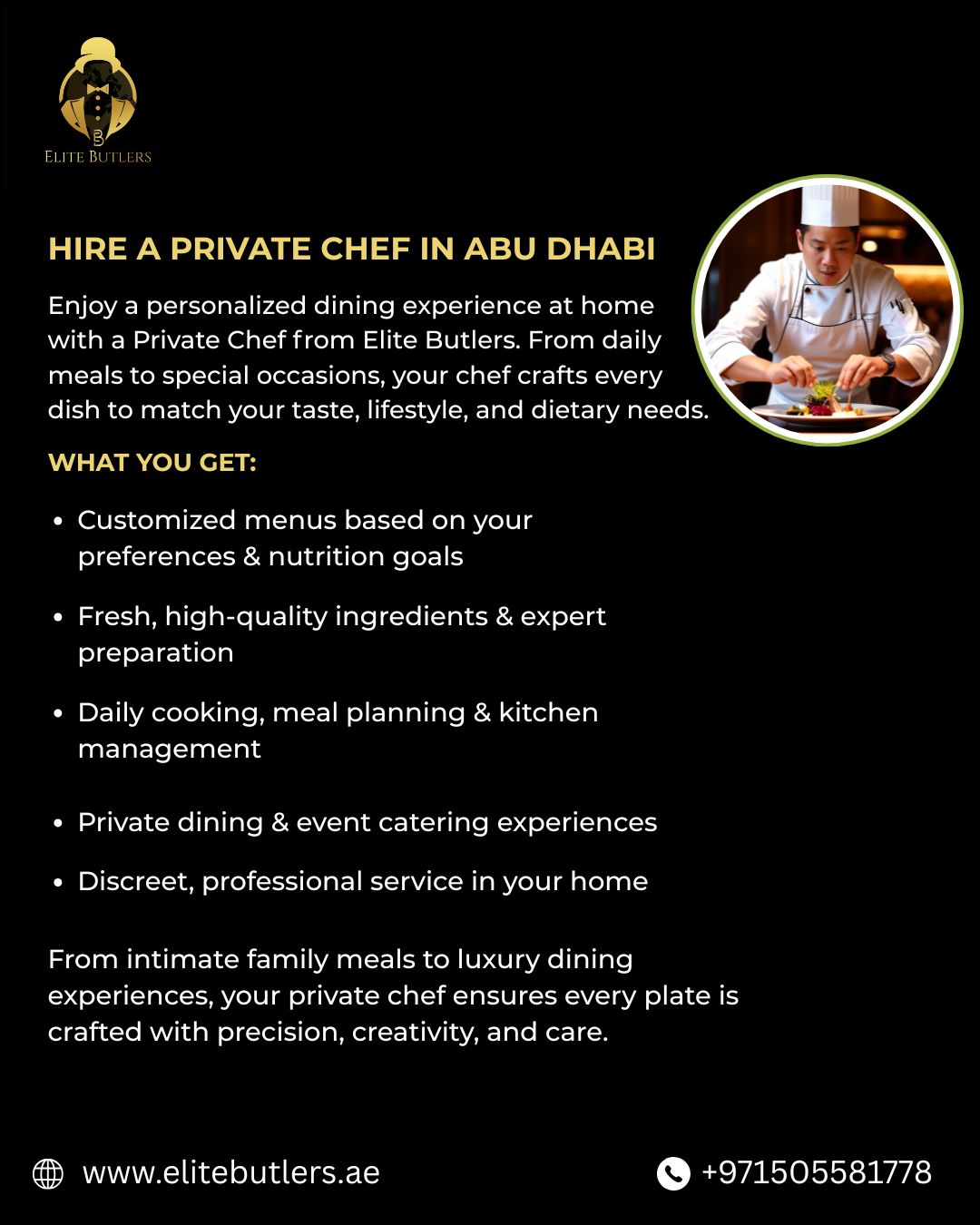 Daily Home Cooking & Meal Planning by a Private Chef in Abu Dhabi
