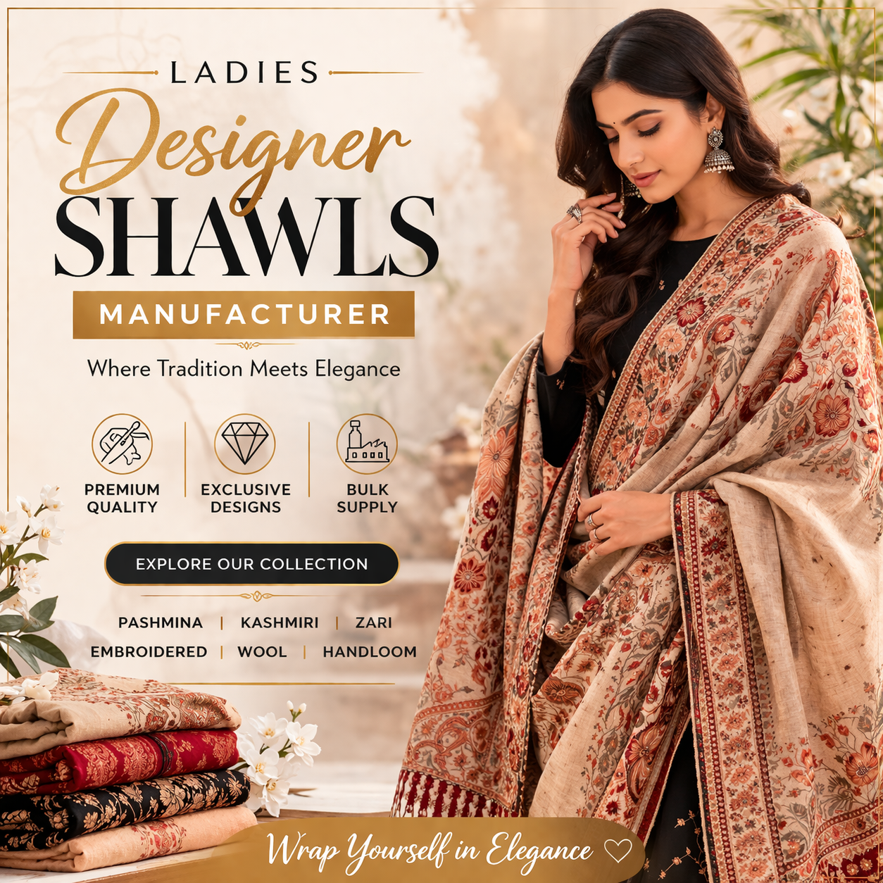 Best Ladies Designer Shawls Manufacturer for Wholesale and Custom Designs