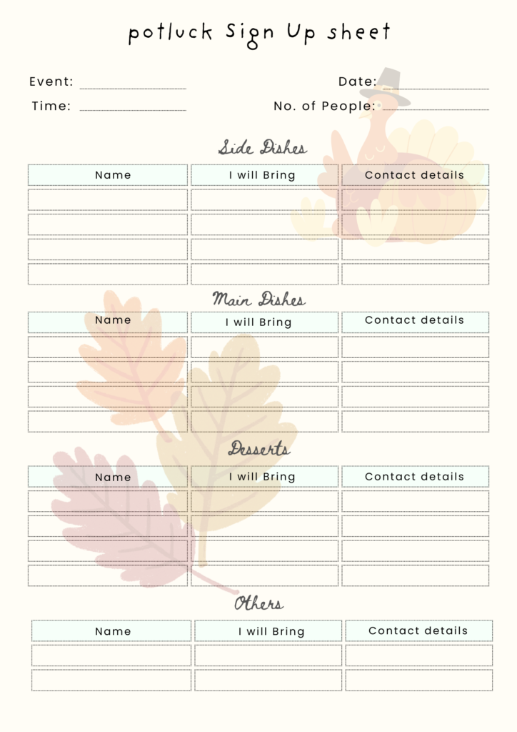 Explore the Best Potluck Sign up Sheet Template Excel