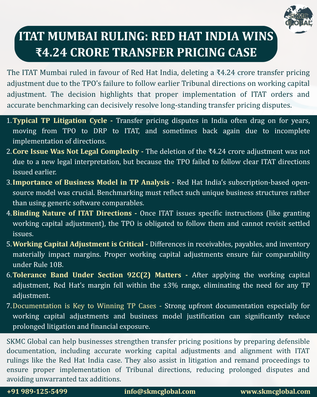 ITAT Mumbai Ruling: Red Hat India Wins ₹4.24 Crore Transfer Pricing Case