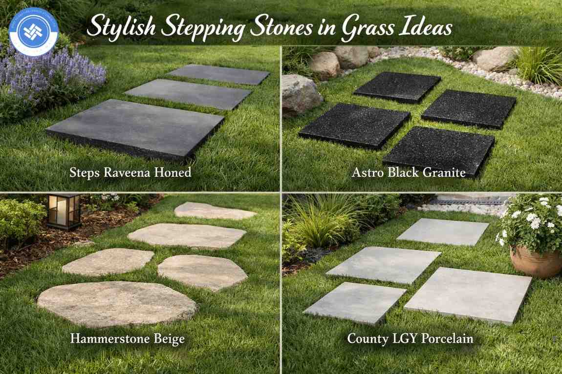Stepping Stones in Grass for Modern and Classic Gardens