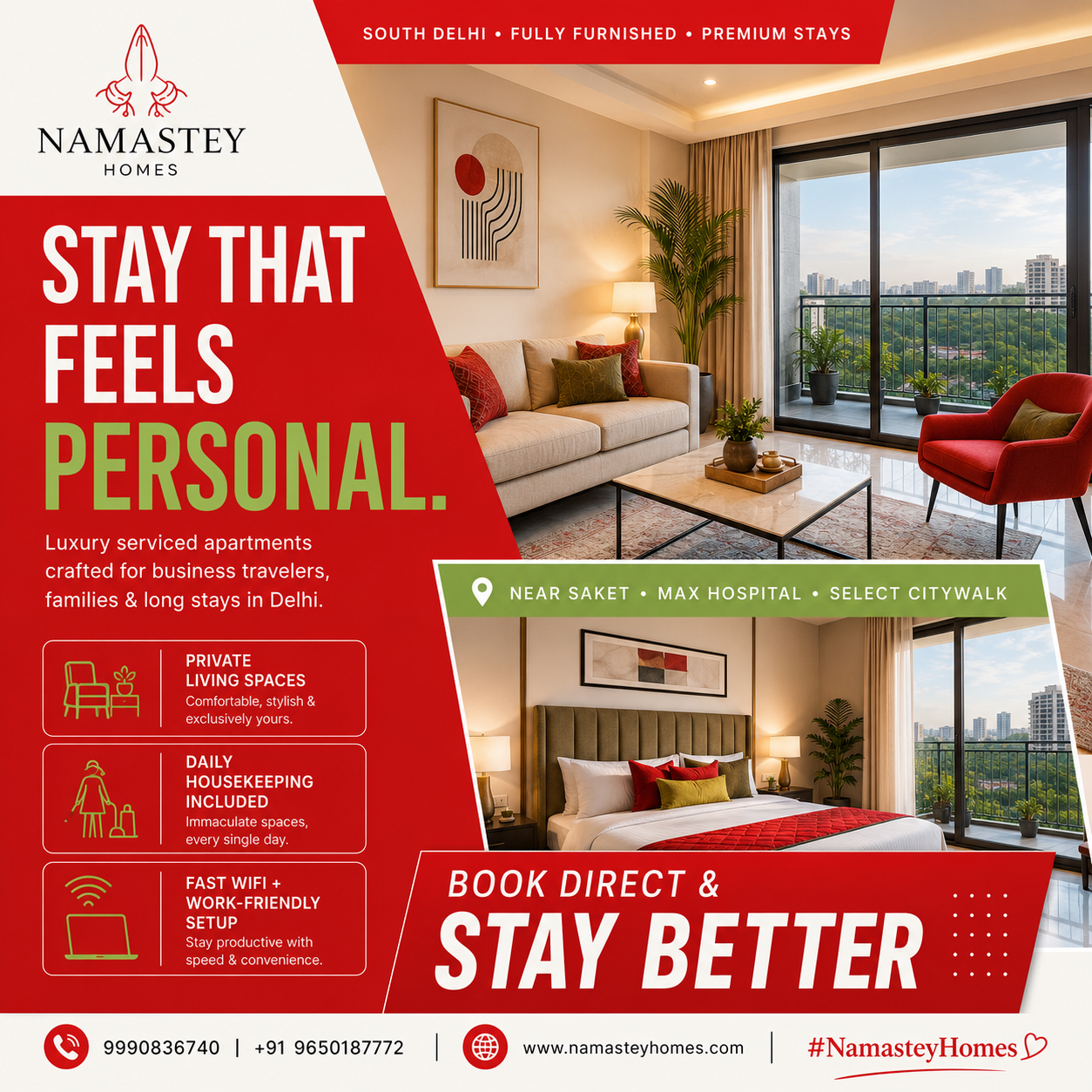 luxury service apartments South Delhi