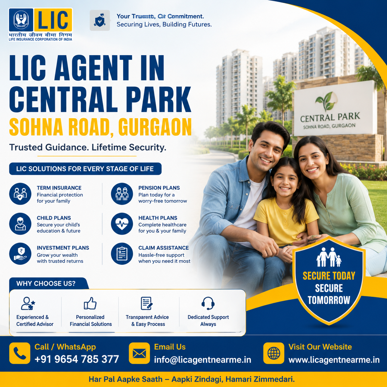 Lic Agent in Central Park Sohna Road