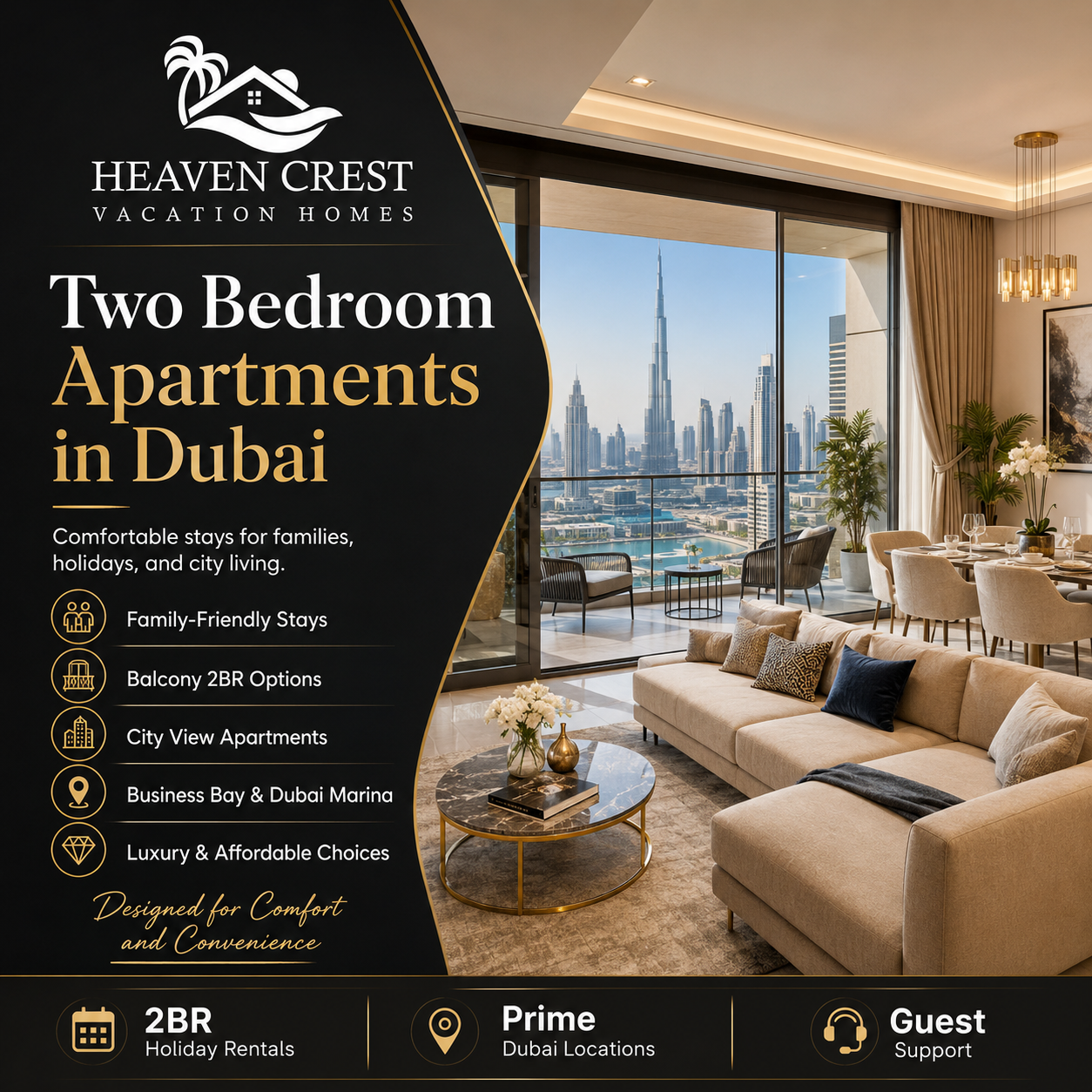2-Bed Holiday Rentals in Dubai for Short Stays
