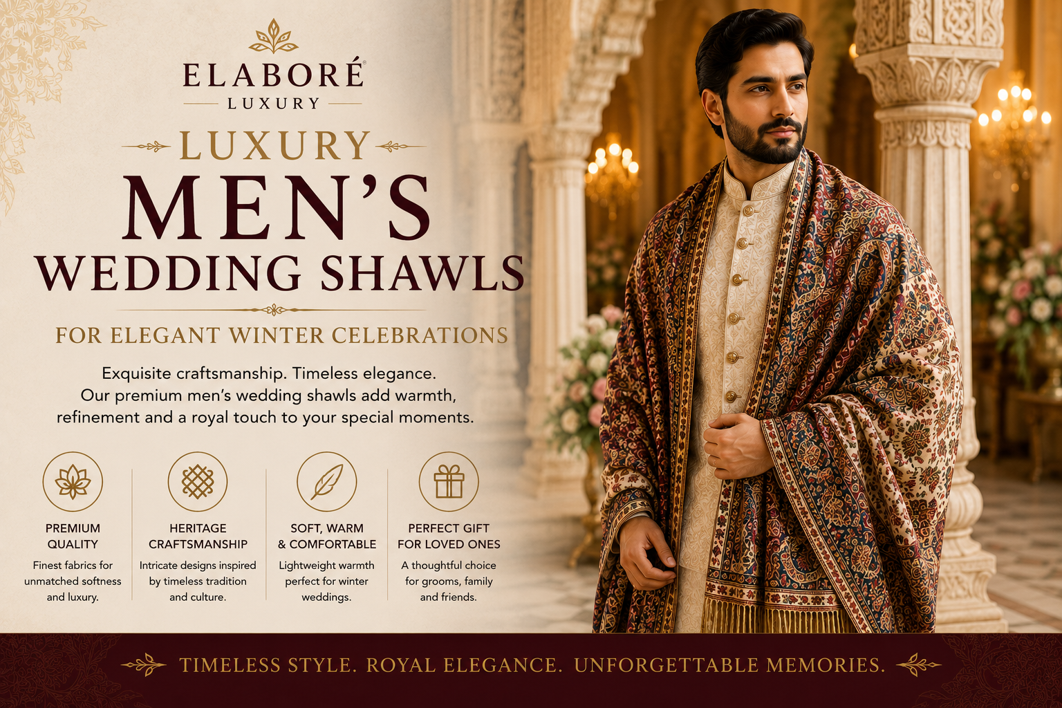 Luxury Men's Wedding Shawls for Elegant Winter Celebrations