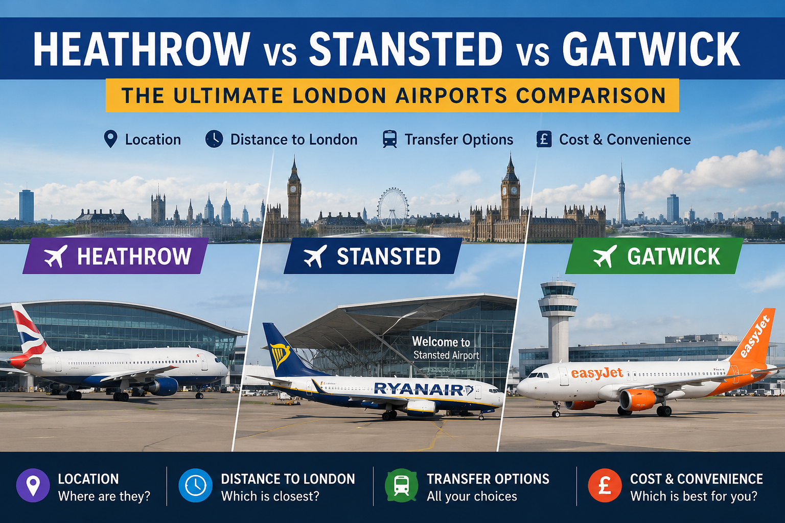 Comparing London Airports: Heathrow, Gatwick, and Stansted