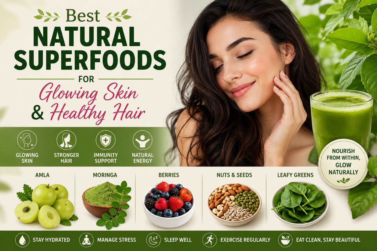 Best Natural Superfoods for Glowing Skin and Healthy Hair