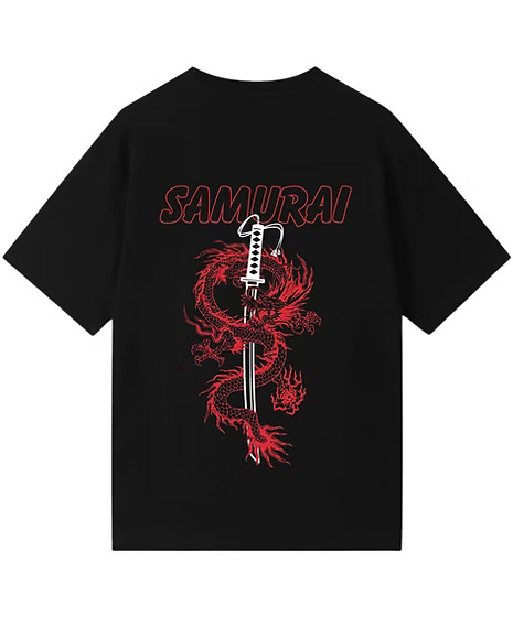 Buy Now Black Color Printed Samurai DesignT-shirt