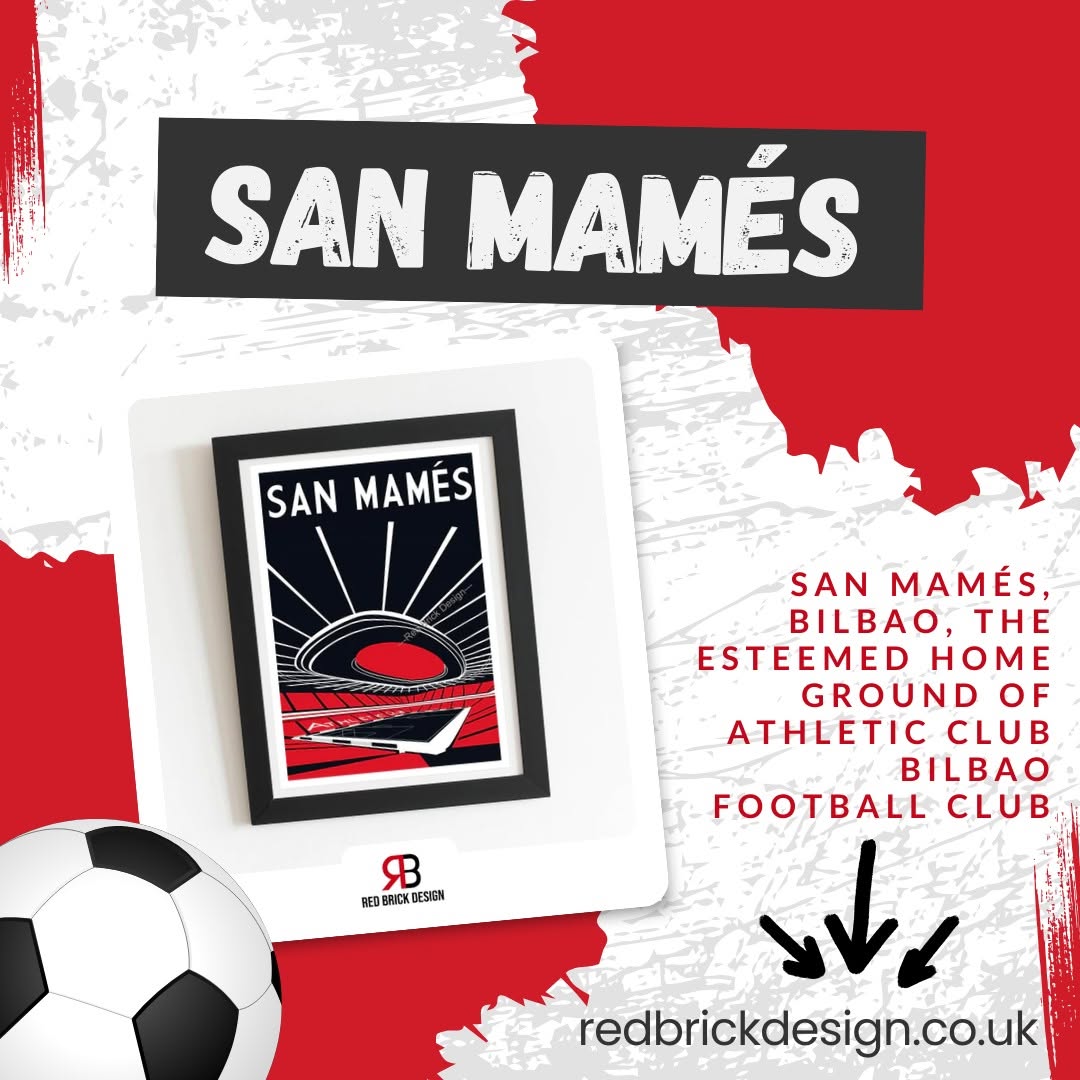 Athletic Bilbao San Mamés Retro Art Design Print Poster