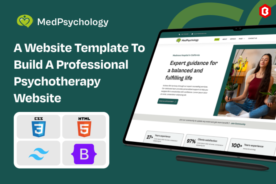 MedPsychology: Therapist Website Design Template Built with HTML5 & Tailwind CSS
