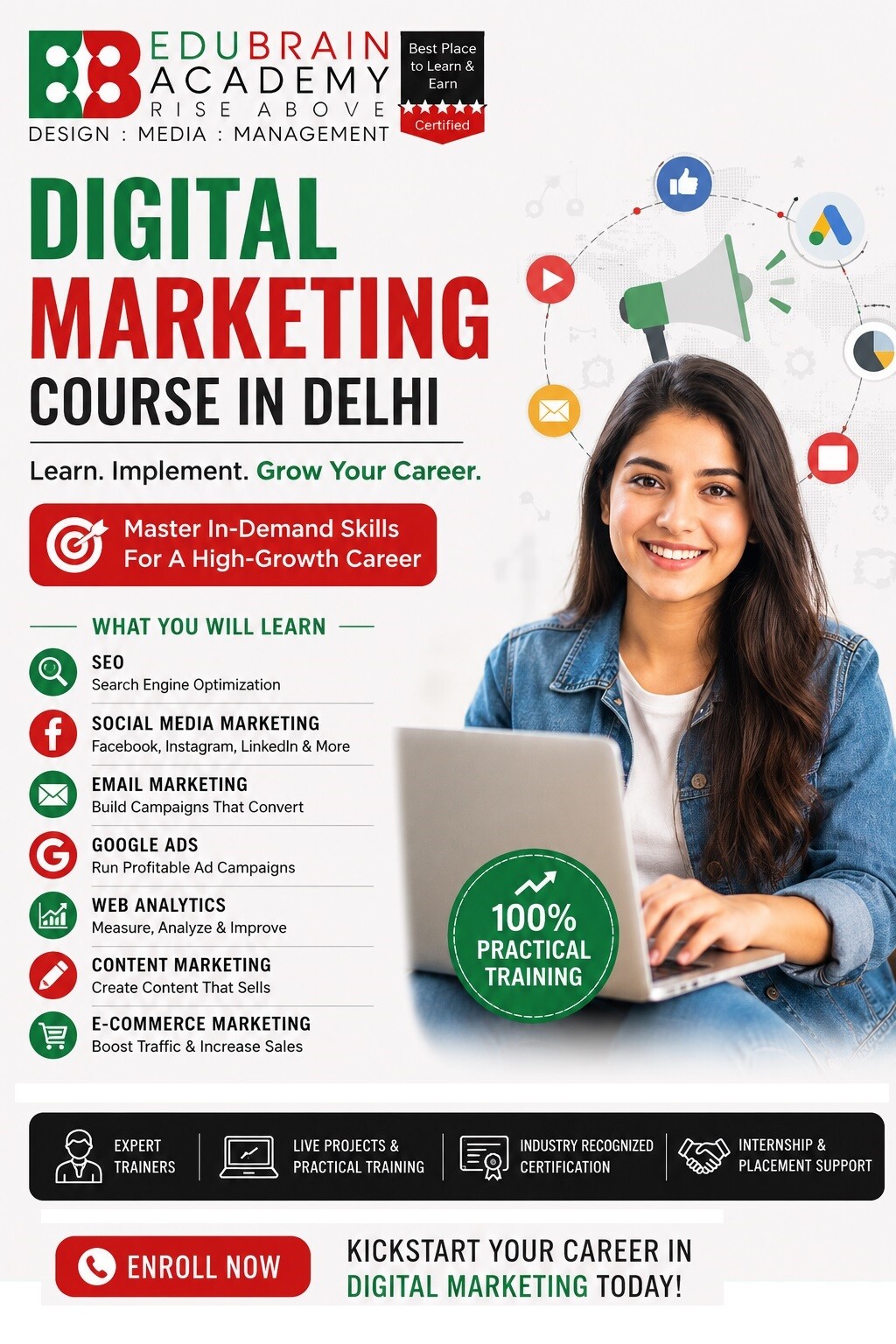Best Digital Marketing institute in Delhi | Edu Brain Academy
